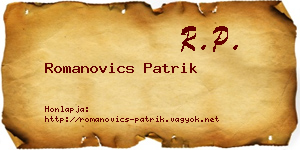Romanovics Patrik névjegykártya
